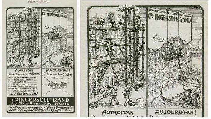 Pubblicità della Ingersoll-Rand per il “Ciment gun”, L’Esprit Nouveau n°28, 1925.