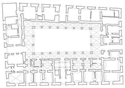 Pianta del piano terra dell’edifico oggetto di studio sito a L’Aquila