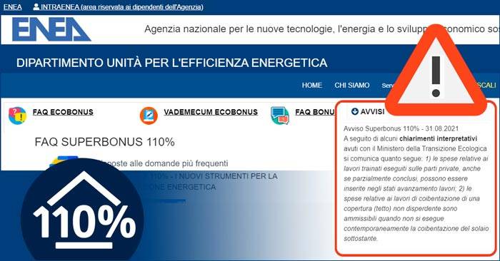 SUPERBONUS 110: novità da ENEA per coperture e SAL