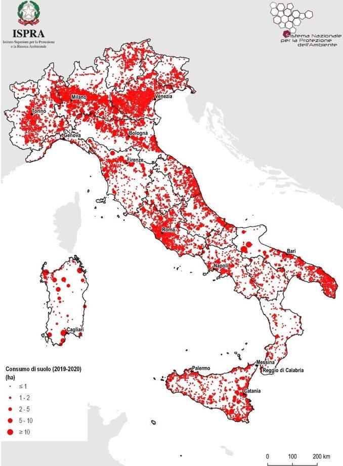 Il consumo di suolo oggi in Italia