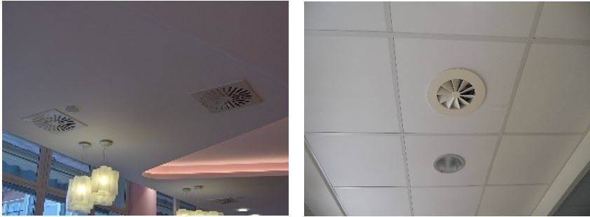 Tipica installazione dei diffusori d'aria a filo soffitto