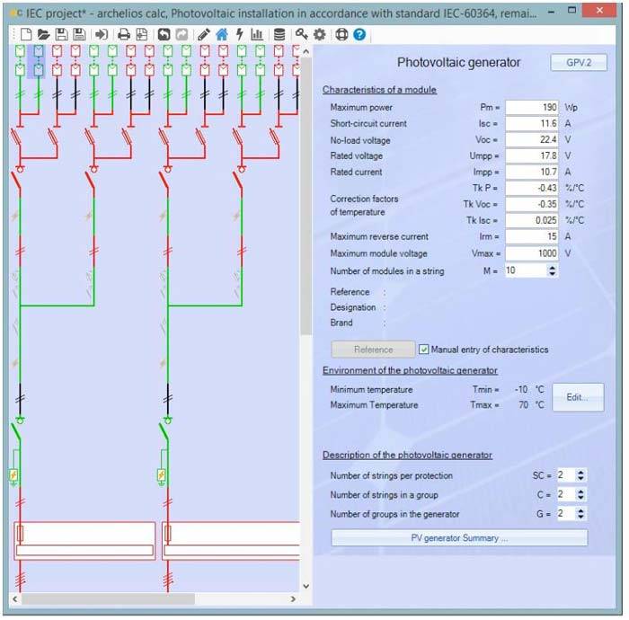 archelios™ Calc fornisce lo schema unifilare dell’impianto fotovoltaico