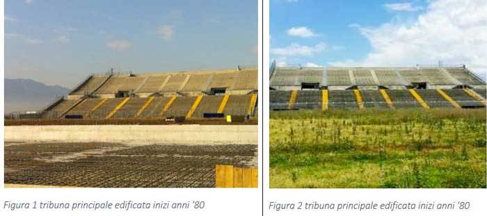 tribuna principale dello Stadio Stirpe edificata inizi anni '80