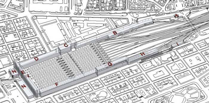 Configurazione edifici stazione Roma Termini