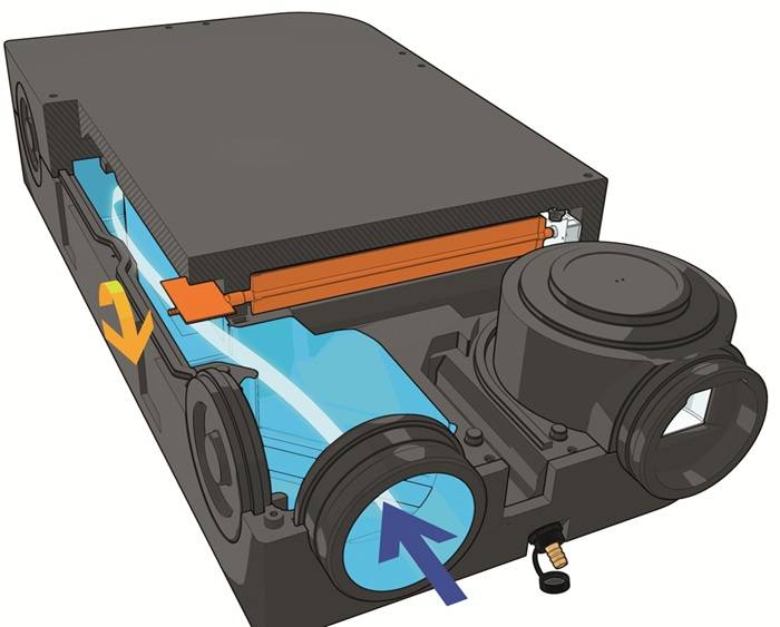 Il sistema di free-cooling automatico della VMC sfrutta una speciale serranda di by-pass a doppia paratia.