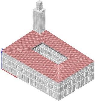 Modello FEM dell’edificio “Palazzo Margherita”.