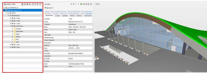 Esempio di modello IFC architettonico interrogato con Solibri Office