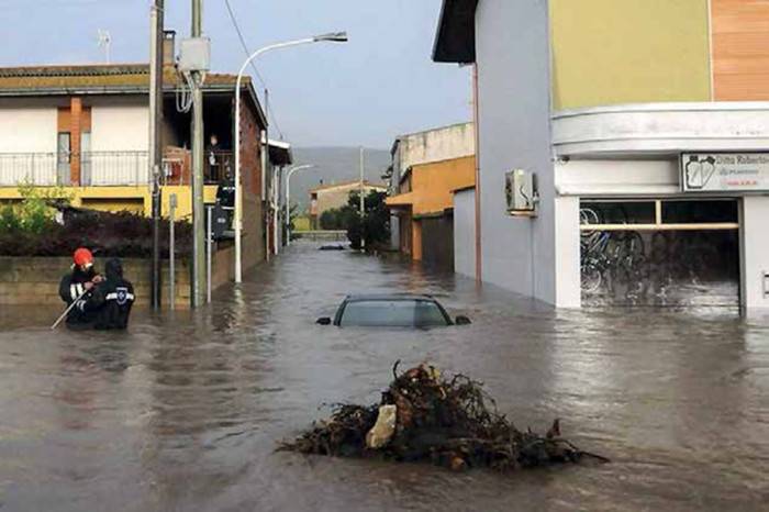 Allagamento nelle strade di Olbia 