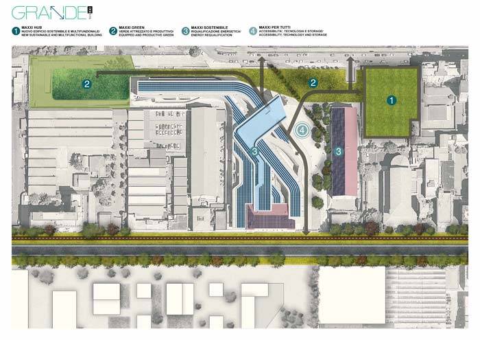 La planimetria del Masterplan GRANDE MAXXI