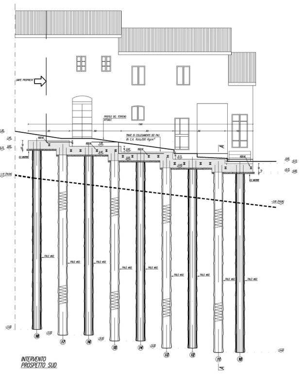 Fig. 2 - Intervento di consolidamento fondale con pali di grande diametro.