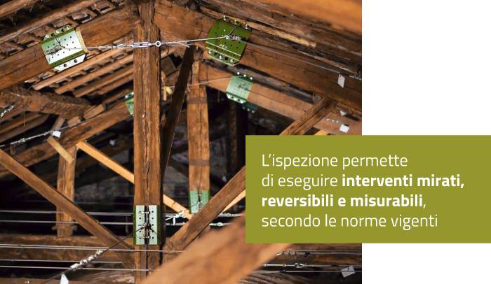 Esempio di intervento di consolidamento delle capriate con un sistema reversibile e misurabile