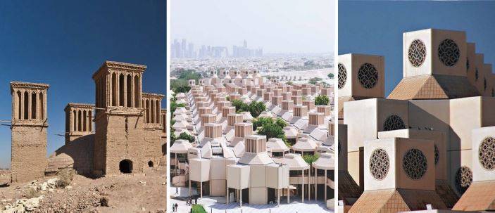 Torre del vento, Yazd, Iran | Qatar University, Kamal El Kafrawi, Doha, 1985