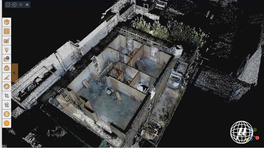 Vista dall’alto di un rilievo laser scanner con GeoSLAM.