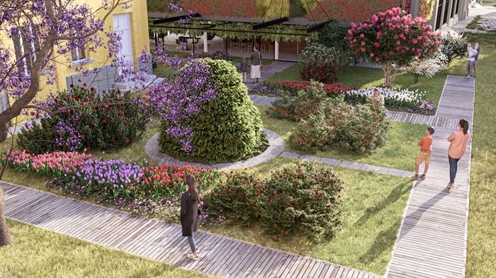 Render per il progetto di restyling dell' Orto botanico di Parma.