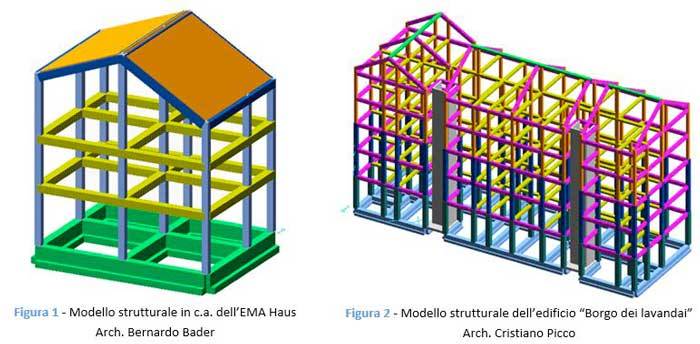 Modelli strutturali di due differenti edifici