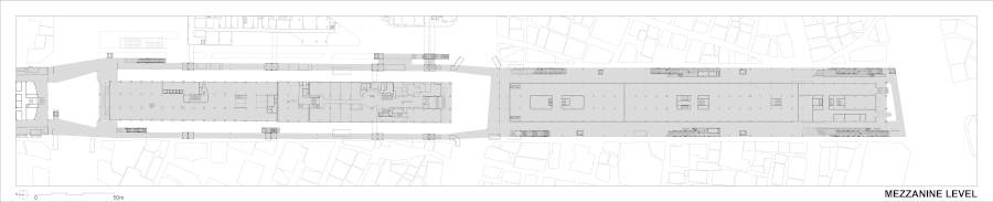 Pianta del mezzanino, Sewoonsangga re-structuring citywalk, modostudio