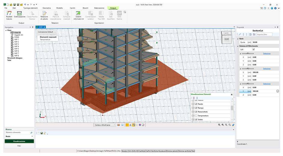 Esempio di input di Section-Cut per tutta la struttura
