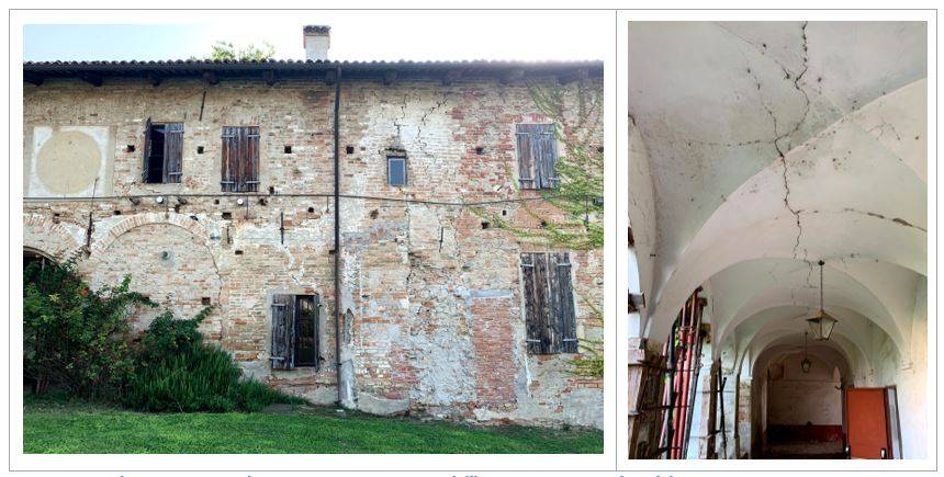 Complesso Monastero di Marcenasco – Vista prima dell’intervento e particolare del porticato.