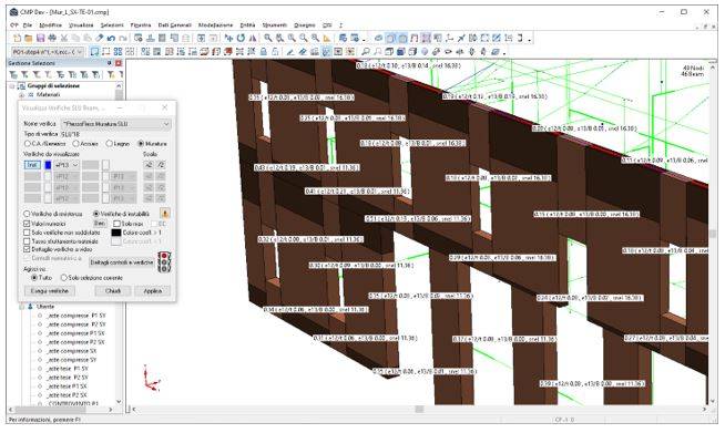 Verifica della stabilità dei pannelli murari con lo schema di articolazione completa.