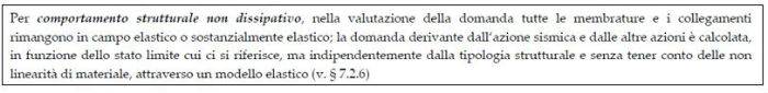 ntc2018: comportamento strutturale non dissipativo. la definizione