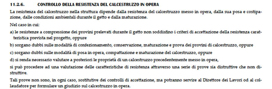 Controllo della resistenza del calcestruzzo in opera