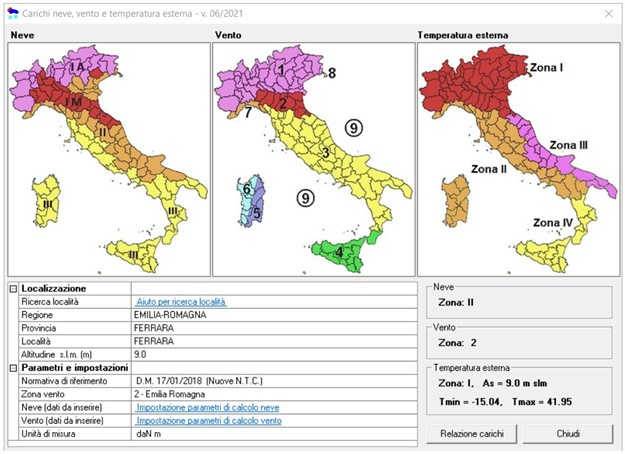 Calcolo carichi neve e vento