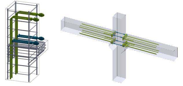 Immagine 3D schematica del Sistema BECO® e del Sistema COPRA® di Peikko.