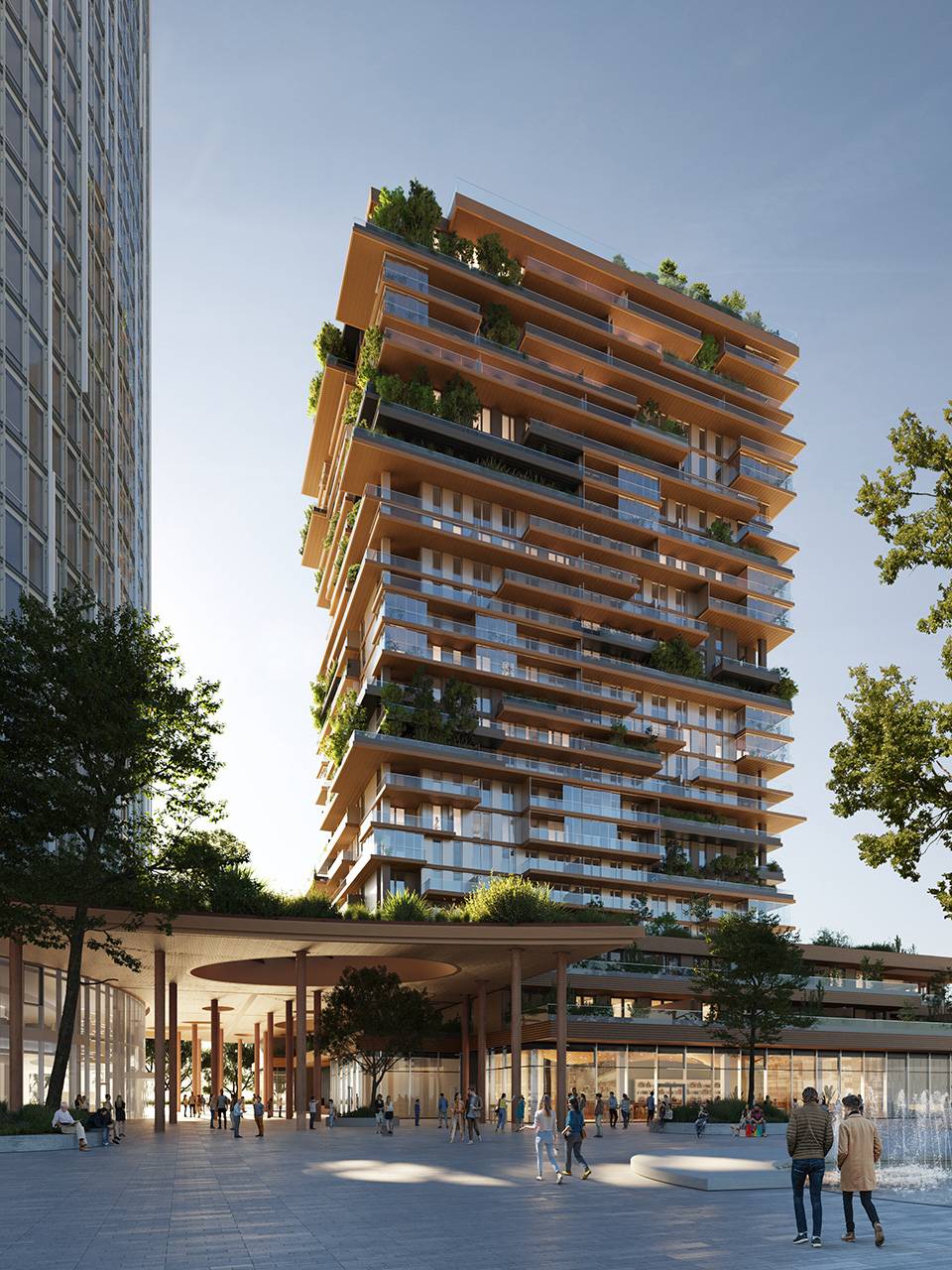 Vista prospettica della torre residenziale, Vienna, MCA - Mario Cucinella Architects_Value One10.