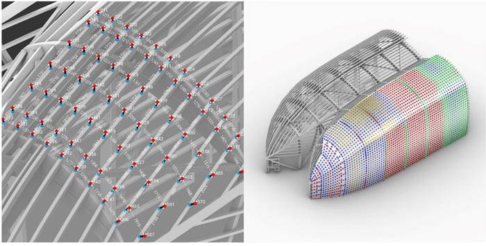 Visualizzazione dell’output di un algoritmo che calcola gli scostamenti tra struttura e superficie di interfaccia