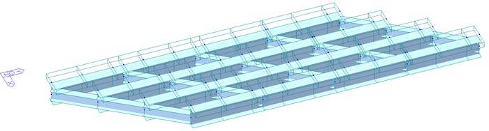 Modellazione del ponte estrusa (vista solida)