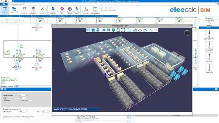 Visualizzatore 3D integrato in elec calcTM BIM