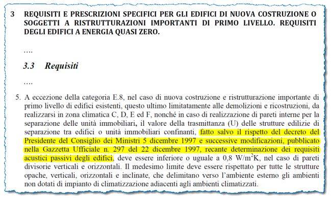 Normativa energetica, requisiti acustici