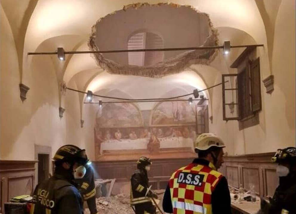 Immagine del crollo nell'dell'ex Convento di Giaccherino di Pistoia