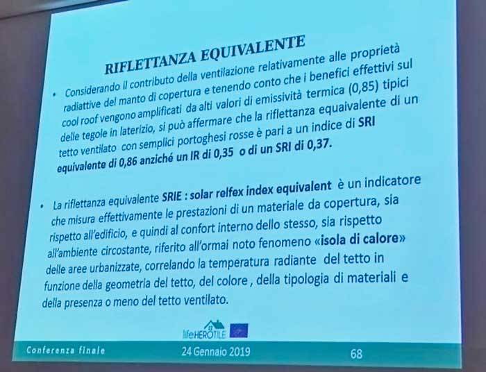 riflettanza equivalente di coperture in laterizio