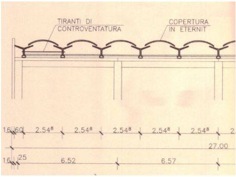 Esempio del tirante inserito a trattenere il tegolo di estremità in disegno di progetto